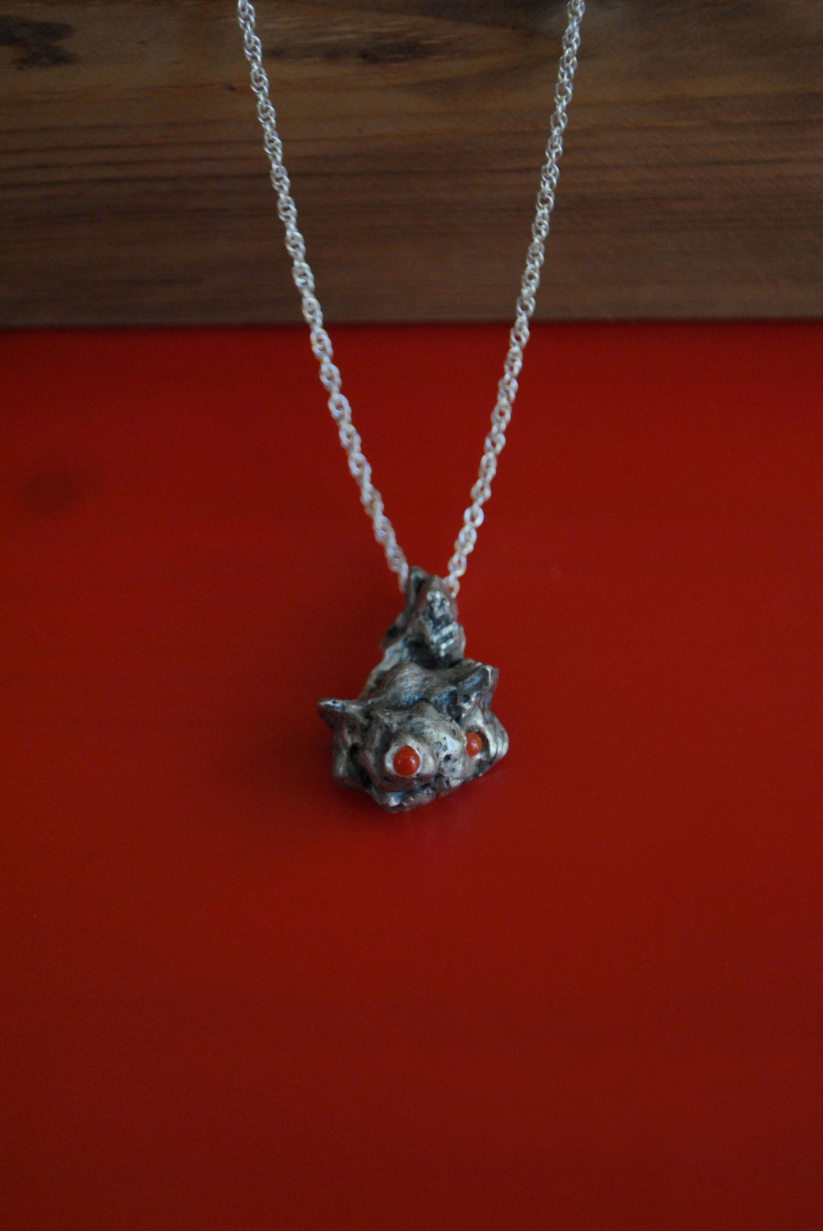 Fire Siren Necklace - Sterling Silver & Coral