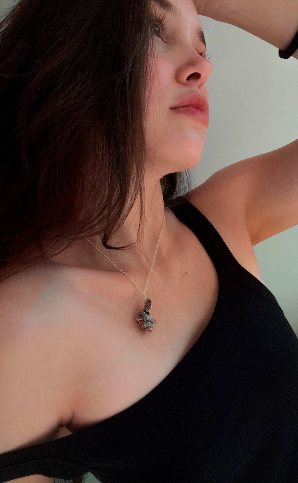 Fire Siren Necklace - Sterling Silver & Coral