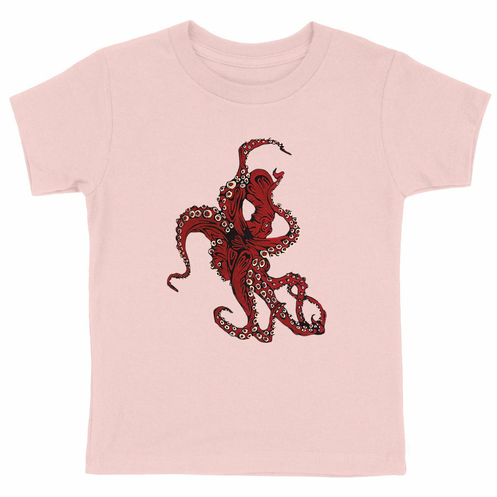 The Messy Octopus Kids T-shirt - front_pink